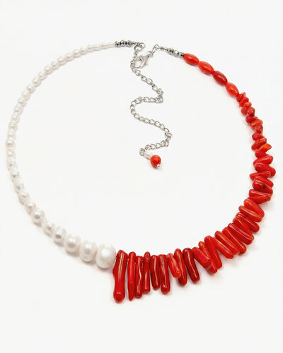 Be Loved Vibrant - Colier, Perle Naturale, Pietre Semipretioase Coral