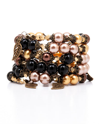 Chocolatini Embrace - Bratara Wrap, Pietre Onix, Perle