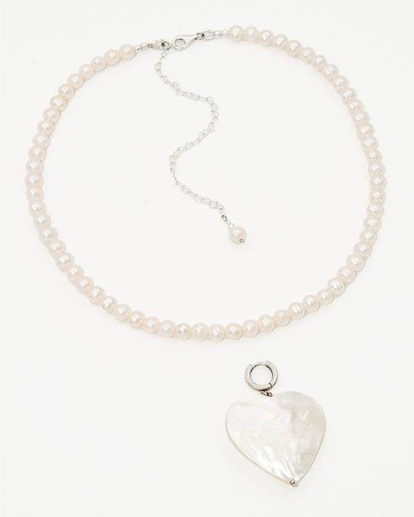 Ti Amo Pearls - colier cu pandantiv detasabil inima sidef, perle naturale