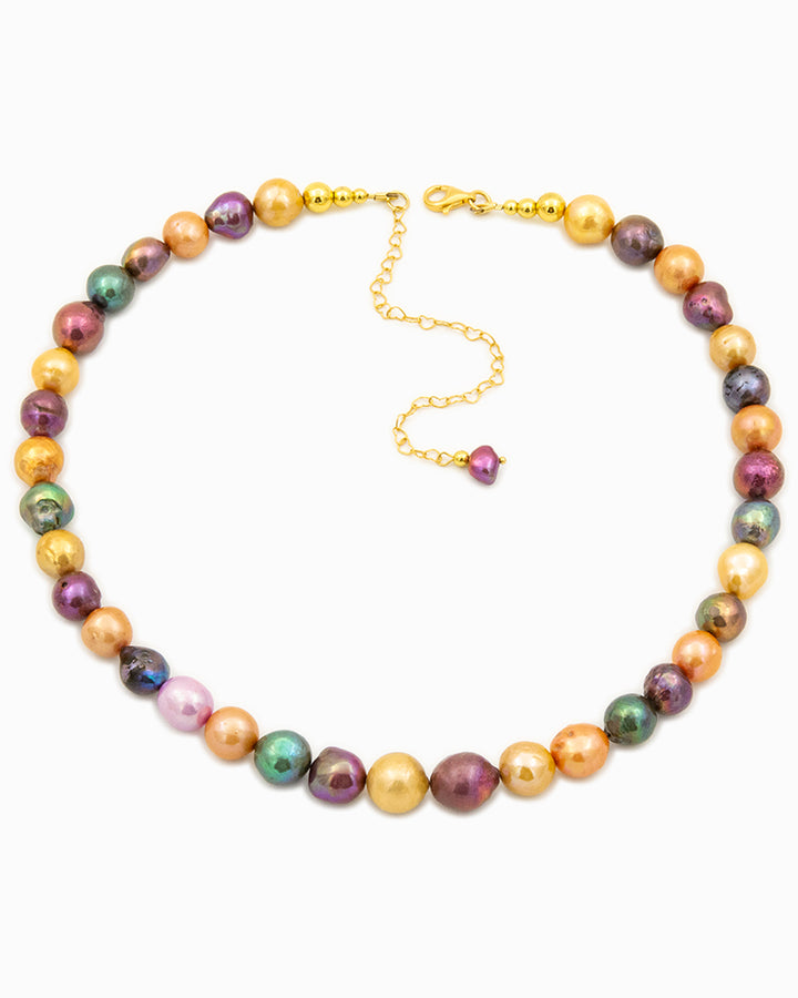 Pearl Bonbon Necklace - Colier, Perle Naturale de Cultura, Argint Placat cu Aur