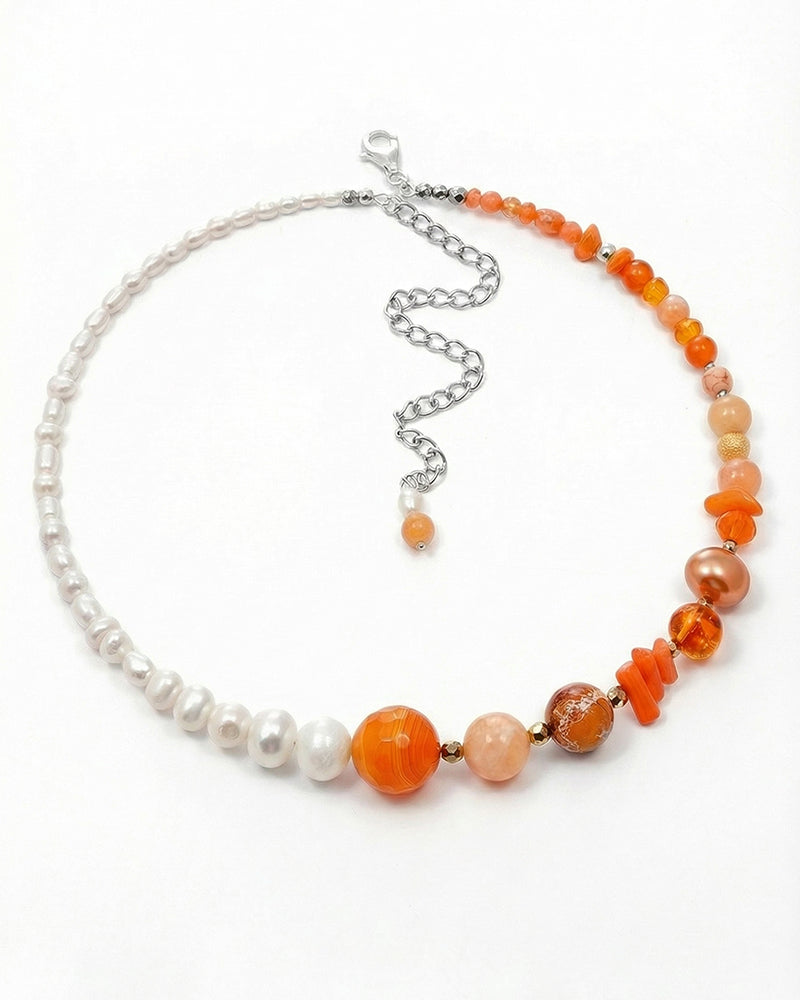 Be Happy - Colier, Perle De Cultura, Pietre Semipretioase