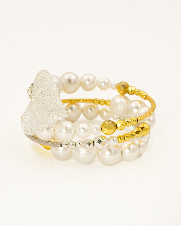 Be Authentic Bracelet - bratara, perle, frunza naturala placata, arg 925