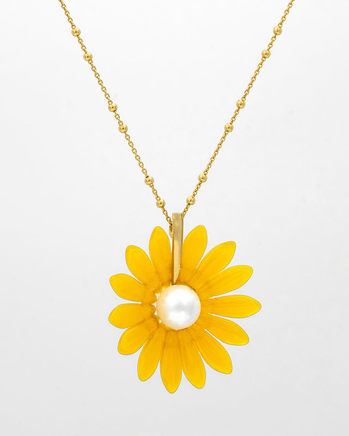 My Daisy Sunny - Colier Floare, Margareta, Argint 925, Perla Mallorca