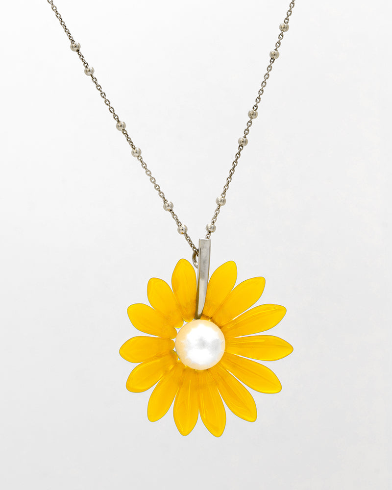 My Daisy Sunny - Colier Floare, Margareta, Argint 925, Perla Mallorca