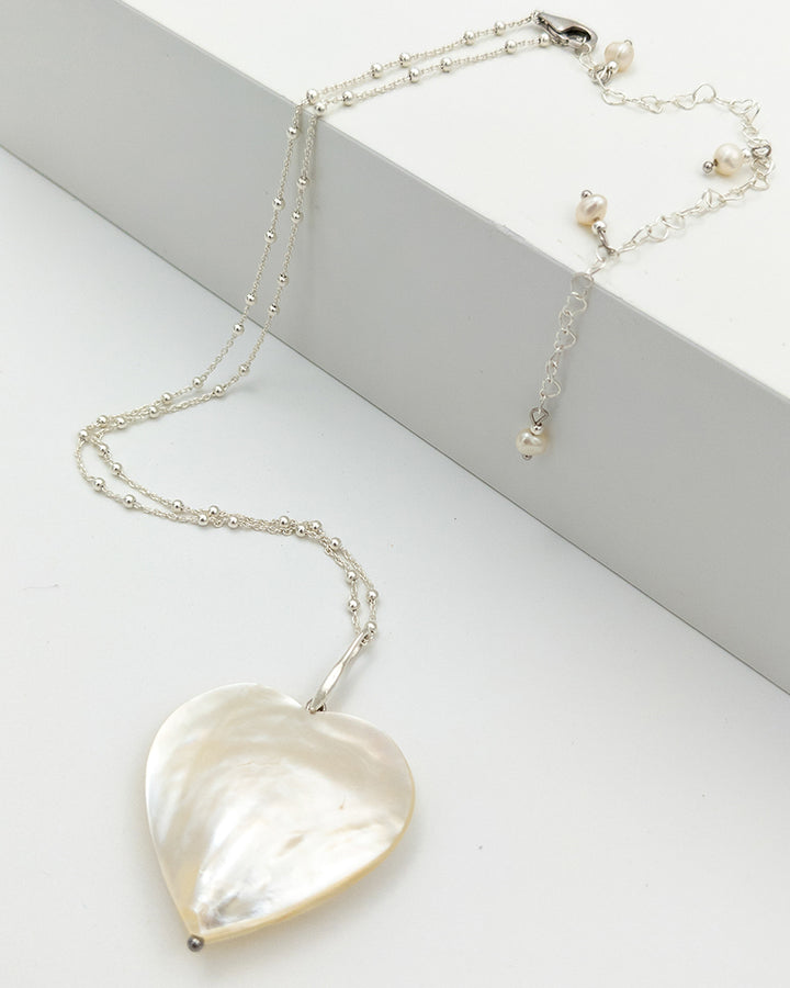 Ti Amo Pendant - pandantiv, inima sidef, argint 925, perle naturale
