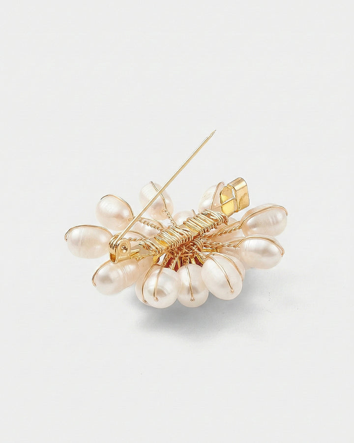 Pearly Fireworks - Brosa Statement, Piatra Carneol, Perle Naturale