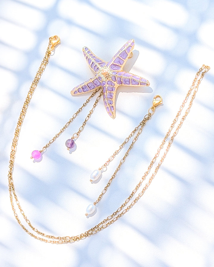 Stella Marina Purple - Brosa/Pandantiv Stea De Mare, Colier Lant, Charm