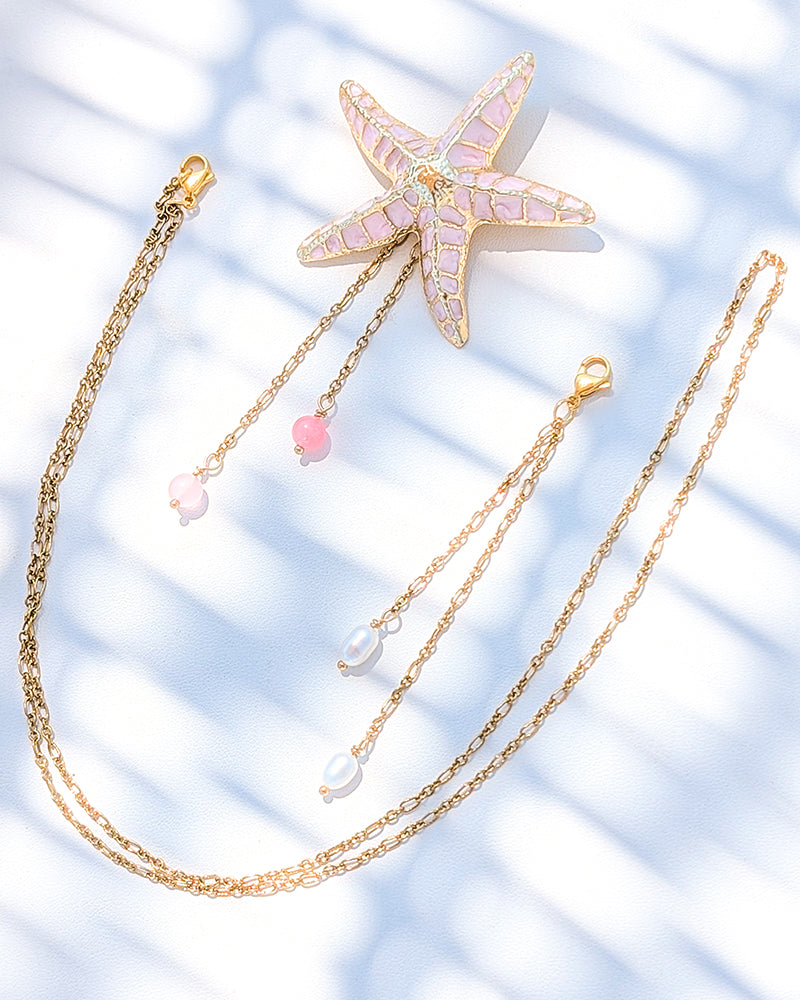 Stella Marina Pink - Brosa/Pandantiv Stea De Mare, Colier Lant, Charm