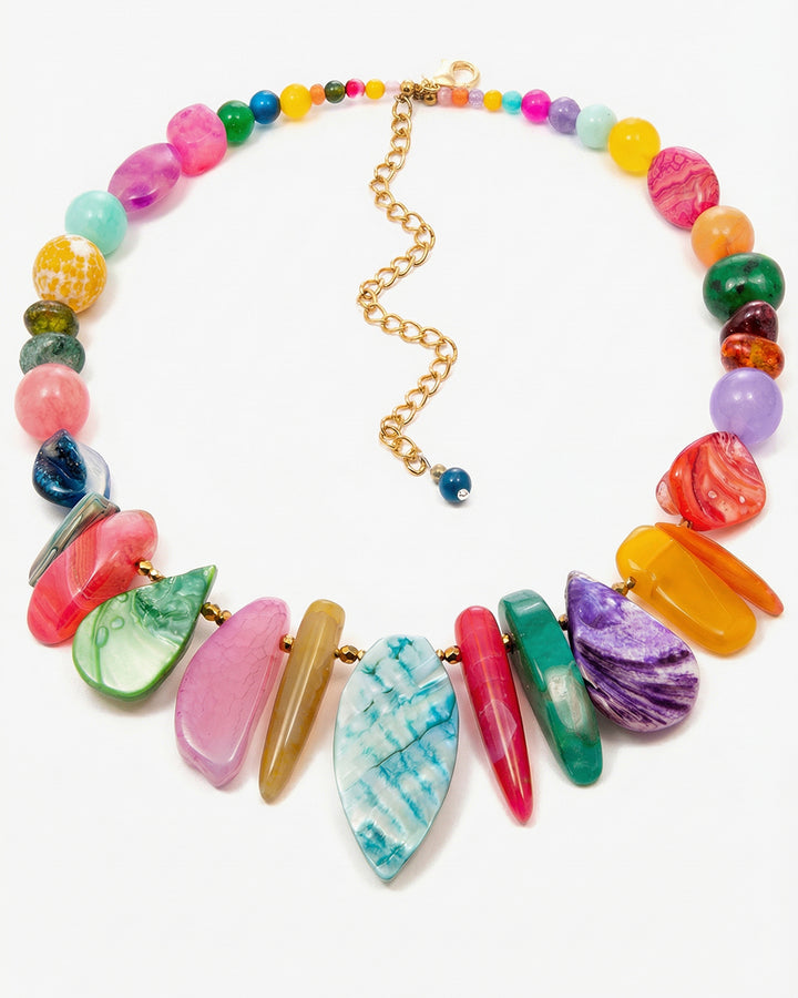 Be Gorgeous - Colier Statement Multicolor, Pietre Semipretioase