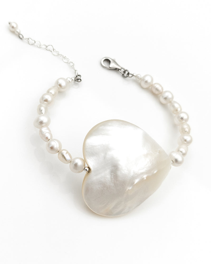Ti Amo Bracelet - bratara, perle naturale, inima sidef, argint 925