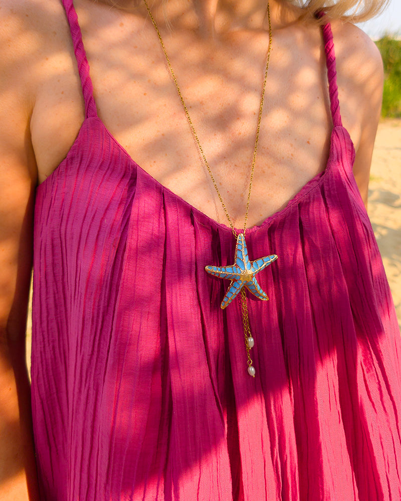 Stella Marina Blue - Brosa/Pandantiv Stea De Mare, Colier Lant, Charm