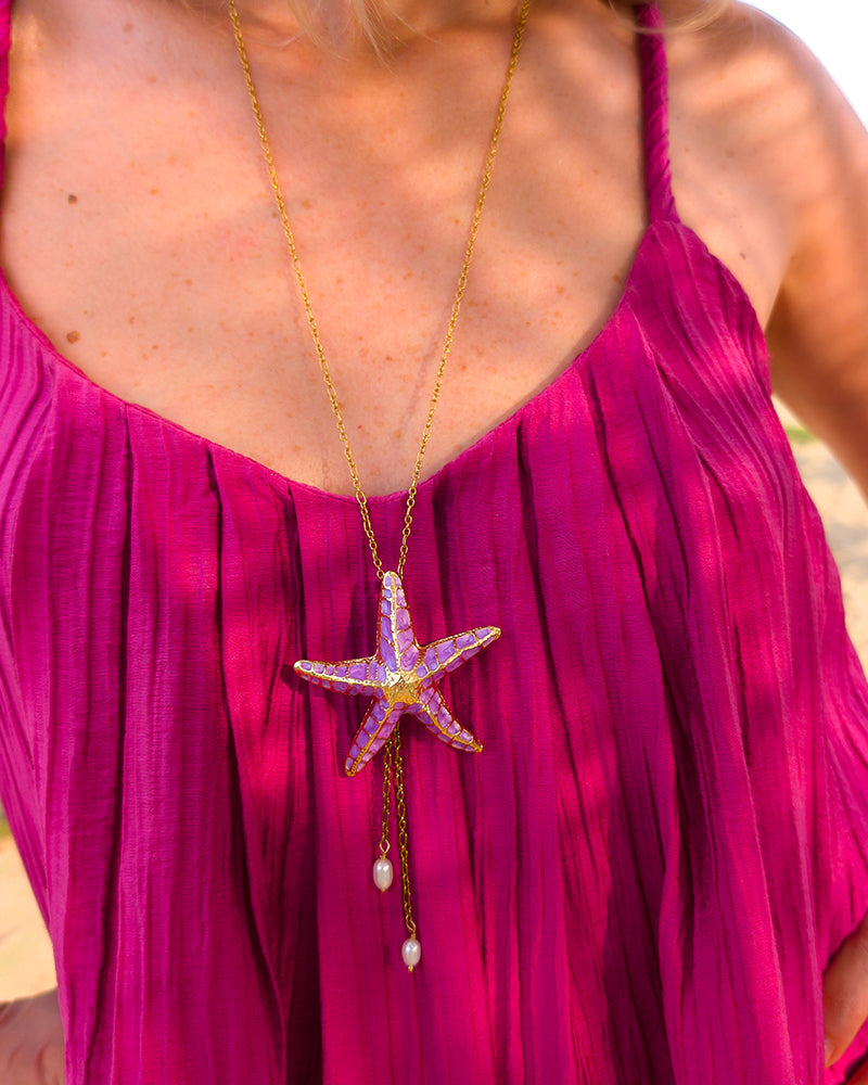 Stella Marina Purple - Brosa/Pandantiv Stea De Mare, Colier Lant, Charm