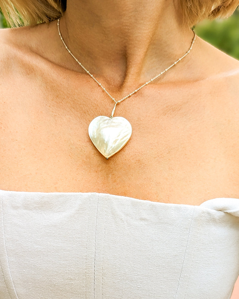 Ti Amo Pendant - pandantiv, inima sidef, argint 925, perle naturale