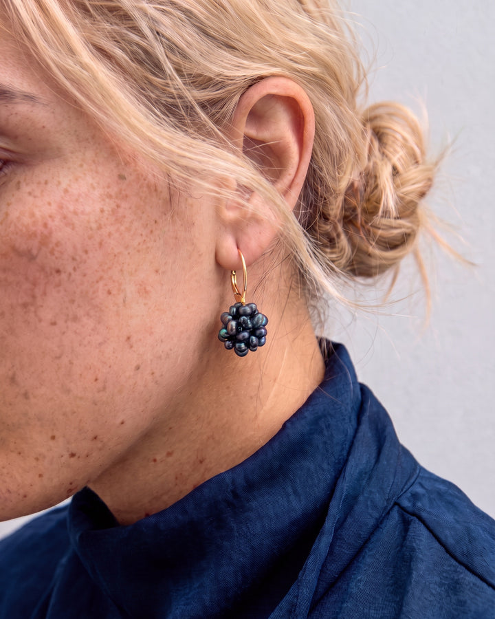 Blue Berry - Cercei, Perle Naturale Albastre
