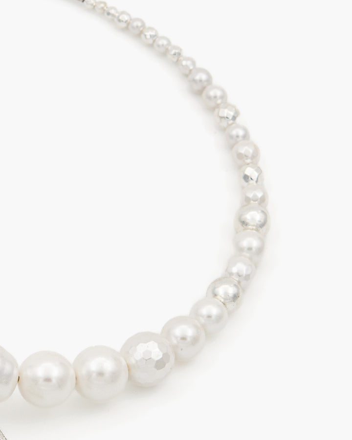 Be Timeless White & Silver - Colier, Perle, Frunze Naturale Placate