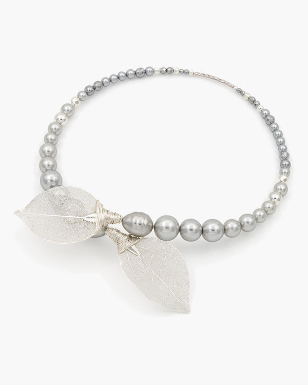Be Timeless Silver - Colier, Perle, Frunze Naturale Placate