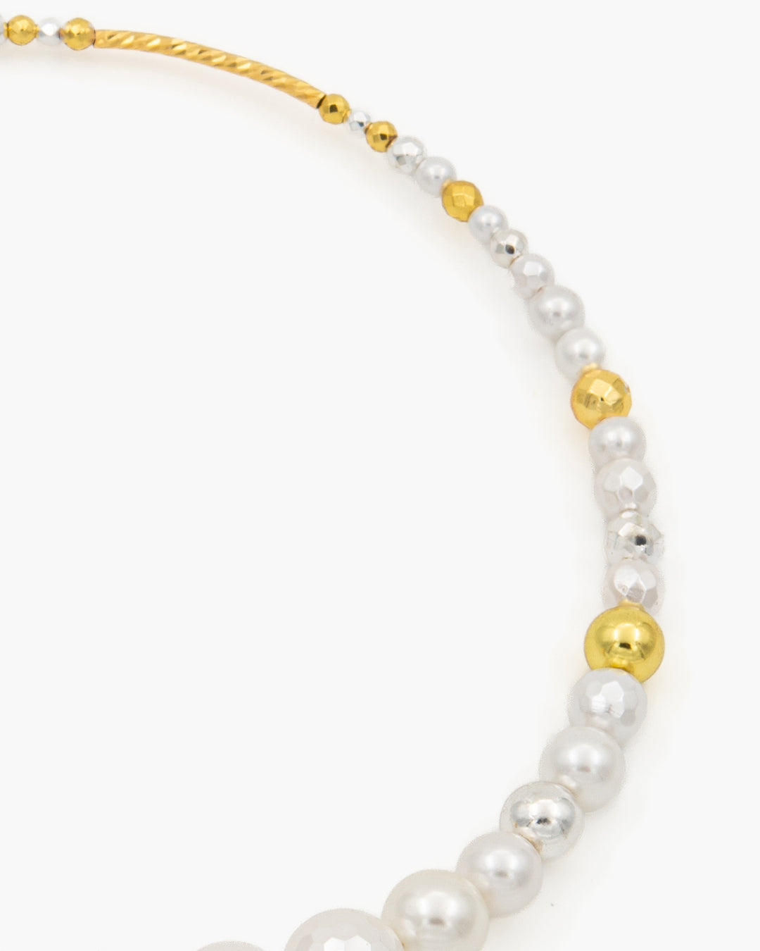 Be Timeless White, Gold & Silver - Colier, Perle, Frunze Naturale Placate