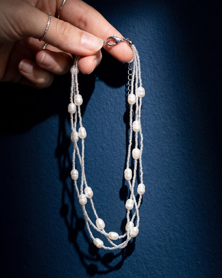Pearl String Pure - Set Perle Naturale Albe (Colier Si Bratara)