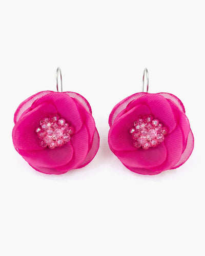 Petite Fuchsia - Cercei Flori, Maci, Cristale