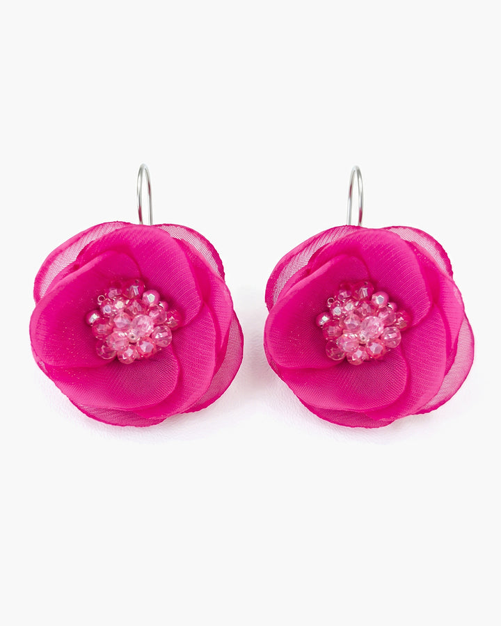 Petite Fuchsia - Cercei Flori, Maci, Cristale