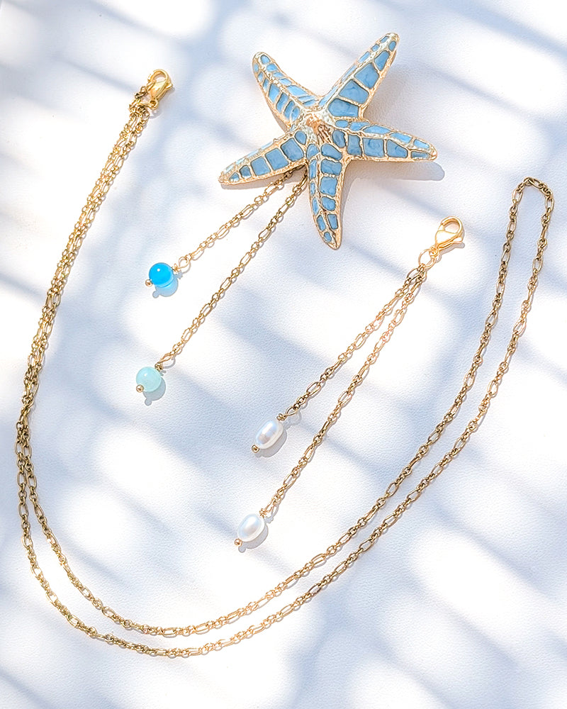 Stella Marina Blue - Brosa/Pandantiv Stea De Mare, Colier Lant, Charm