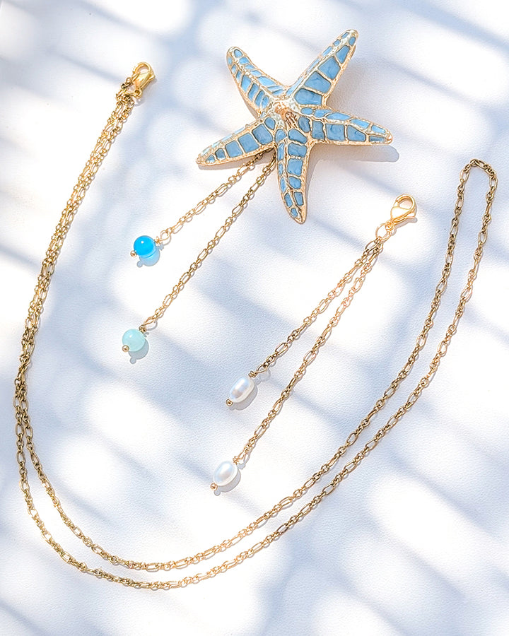 Stella Marina Blue - Brosa/Pandantiv Stea De Mare, Colier Lant, Charm