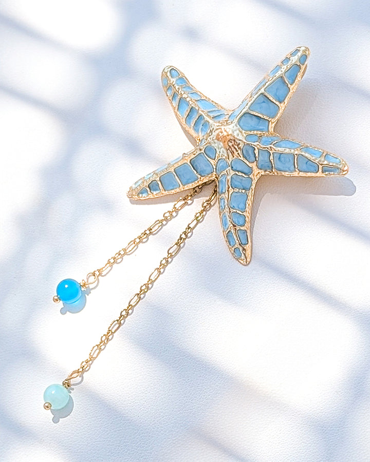 Stella Marina Blue - Brosa/Pandantiv Stea De Mare, Colier Lant, Charm