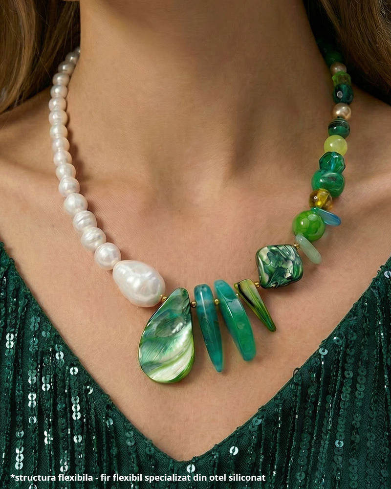 Be Creative - Colier Statement, Perle De Cultura, Pietre Semipretioase