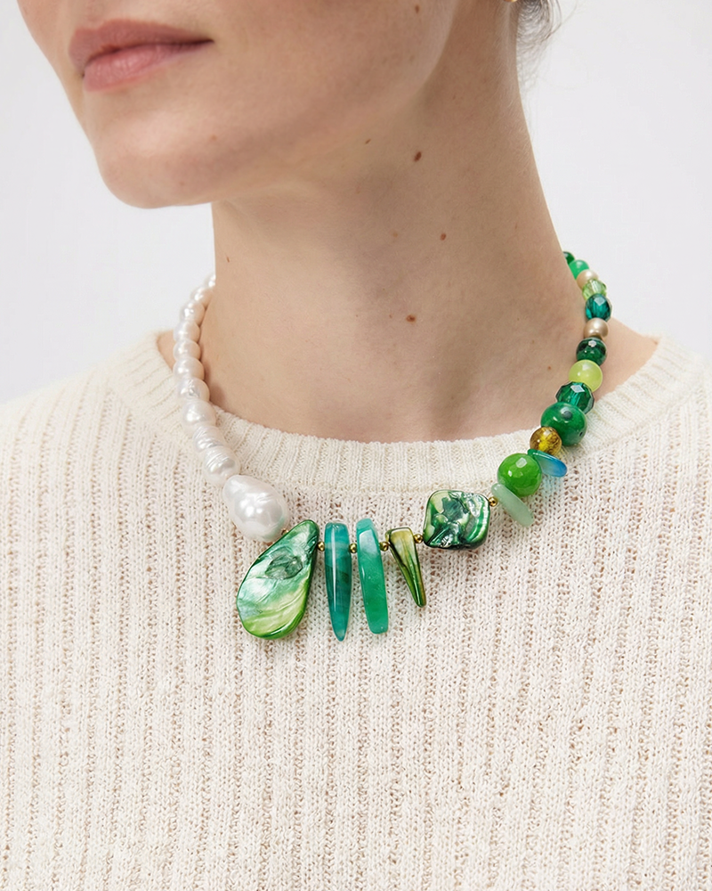 Be Creative - Colier Statement, Perle De Cultura, Pietre Semipretioase