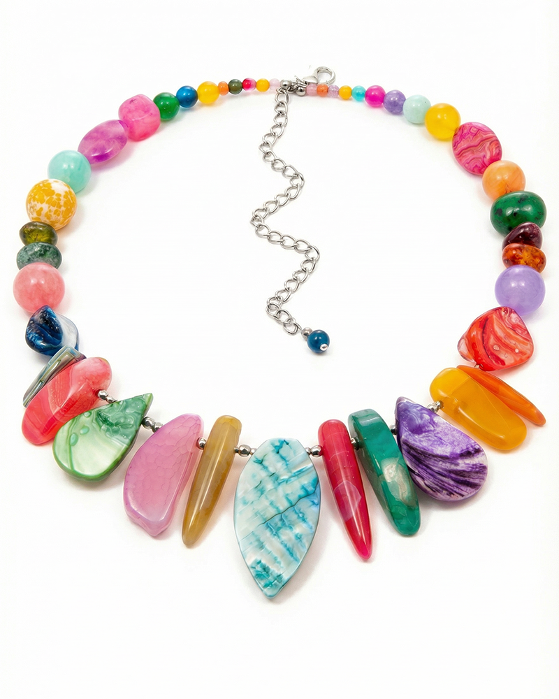 Be Gorgeous - Colier Statement Multicolor, Pietre Semipretioase