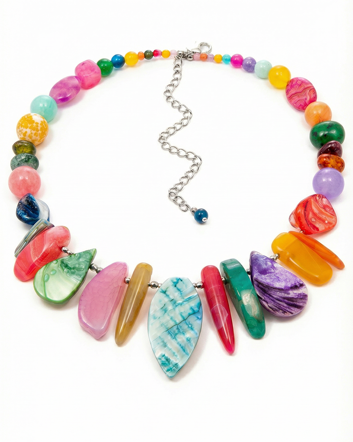 Be Gorgeous - Colier Statement Multicolor, Pietre Semipretioase