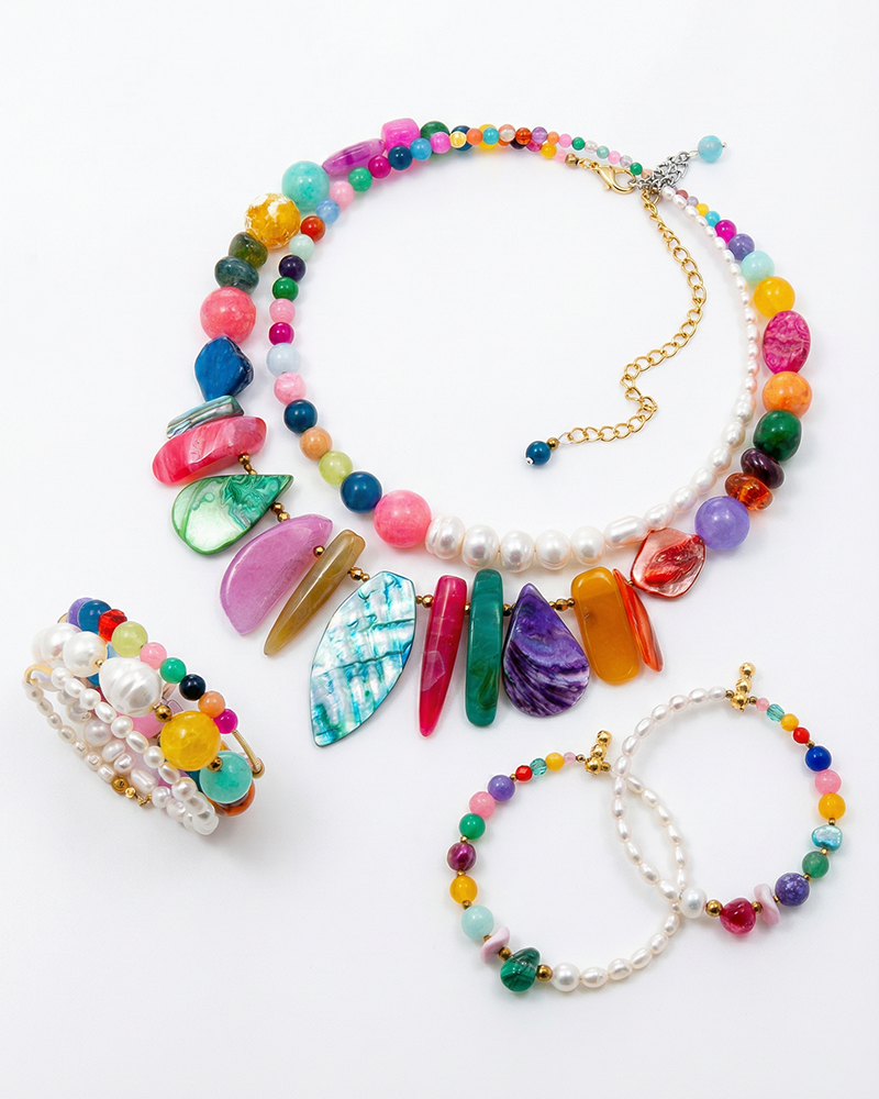 Be Gorgeous - Colier Statement Multicolor, Pietre Semipretioase