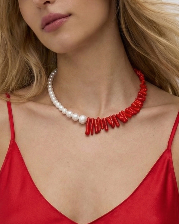 Be Loved Vibrant - Colier, Perle De Cultura, Pietre Semipretioase Coral