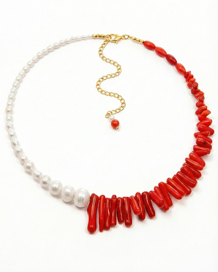 Be Loved Vibrant - Colier, Perle De Cultura, Pietre Semipretioase Coral