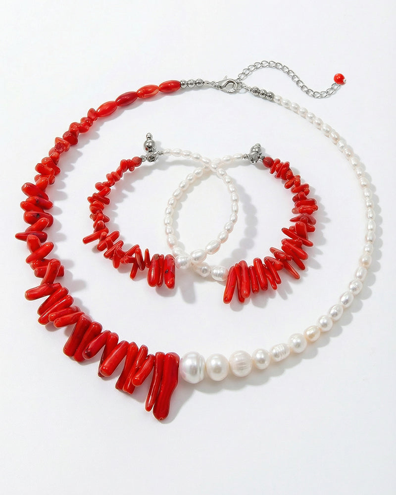 Be Loved Vibrant - Colier, Perle De Cultura, Pietre Semipretioase Coral