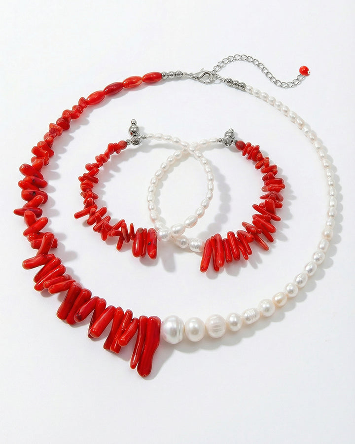 Be Loved Vibrant - Colier, Perle De Cultura, Pietre Semipretioase Coral