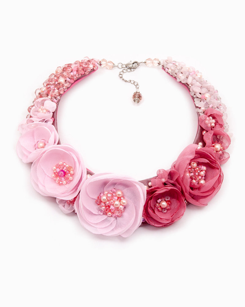 Blooming Pink - Colier Statement, Floral, Maci
