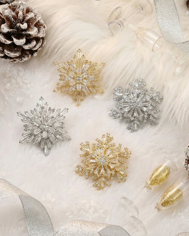 Silver Tiny Frost Star - Brosa Fulg de Nea Zirconia