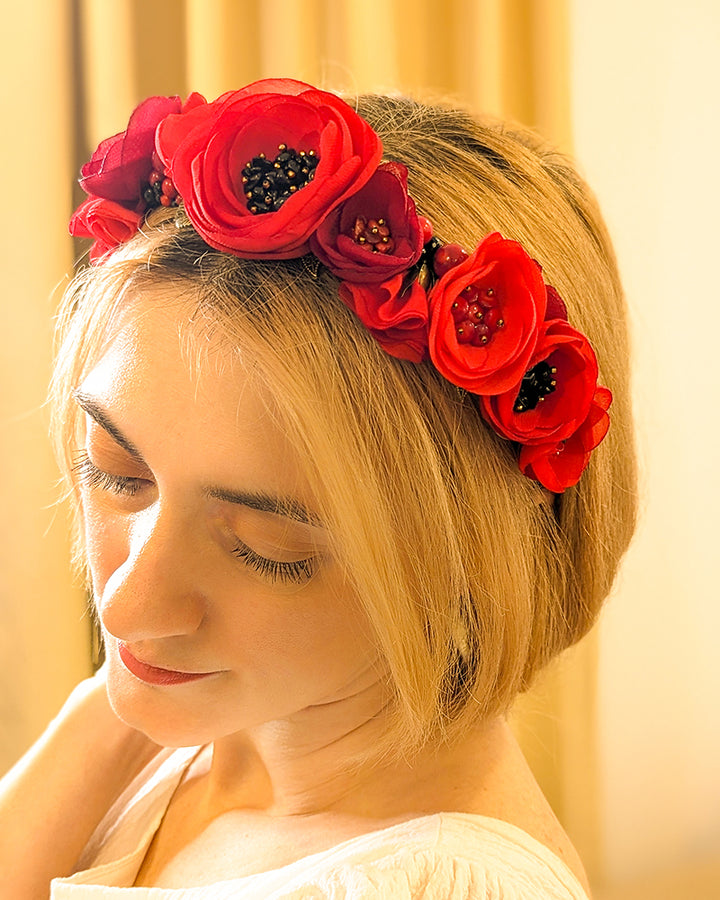 Poppy Crown - Coronita Flori, Maci, Coral, Onix