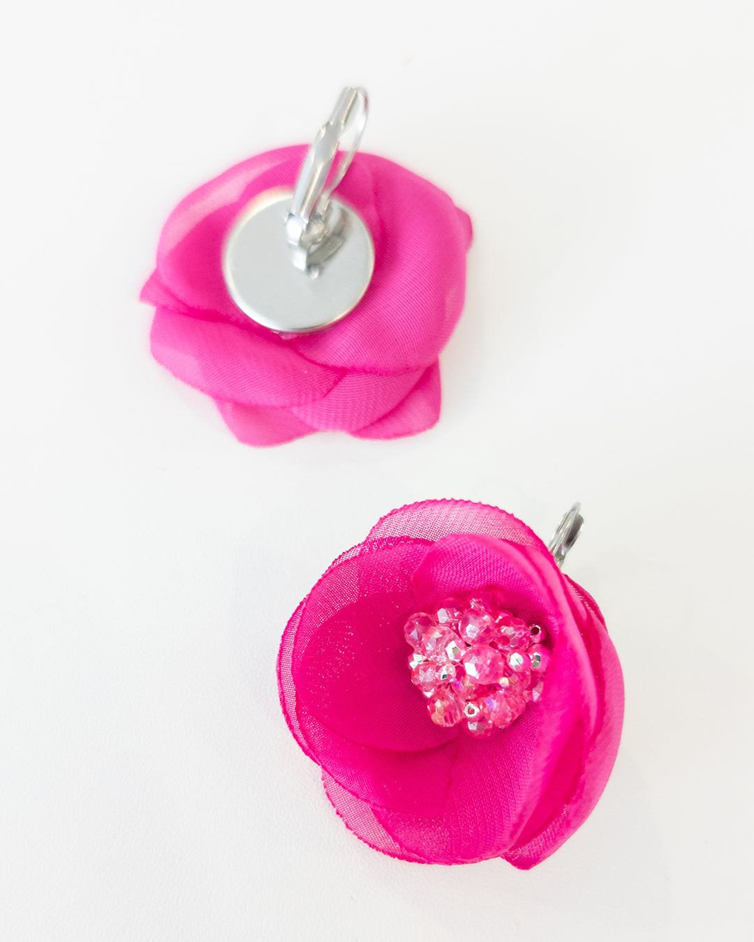 Petite Fuchsia - Cercei Flori, Maci, Cristale