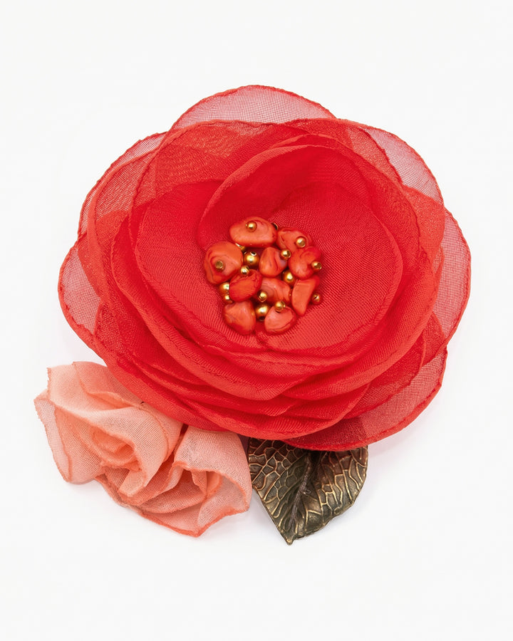 Pin Me Up Corai - Brosa / Clama De Par Floare, Mac Corai, Coral