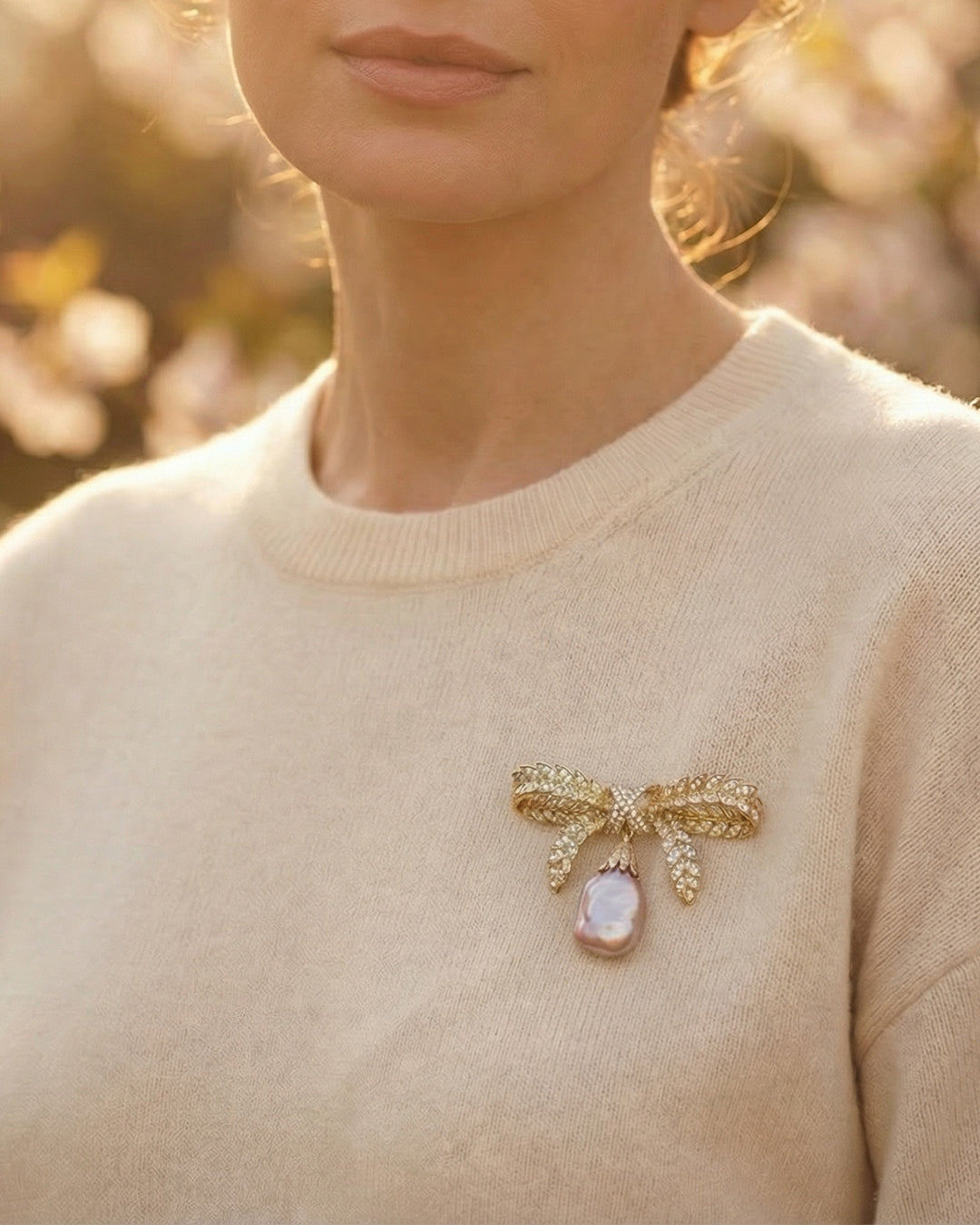 Infinite Charm - Brosa Statement, Funda, Perla Naturala, Cristale