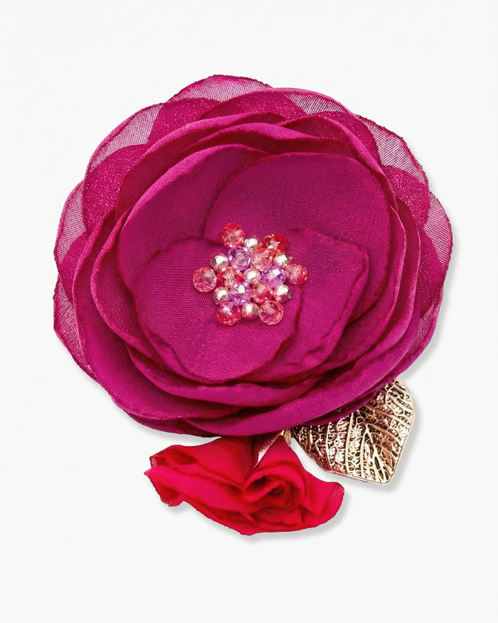 Pin Me Up Fuchsia - Brosa / Clama De Par Floare, Mac, Cristale