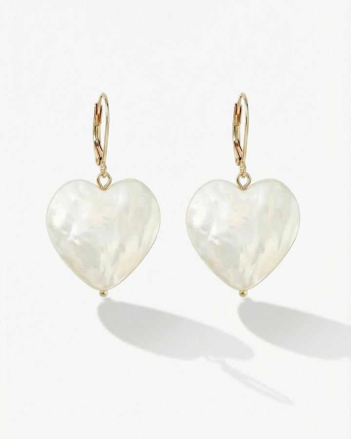 Ti Amo Earrings - cercei, inima sidef, argint 925