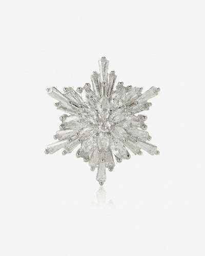 Silver Tiny Frost Star - Brosa Fulg de Nea Zirconia
