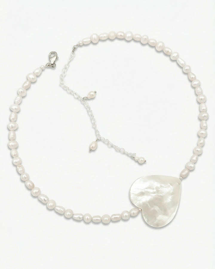 Ti Amo Necklace - colier, perle naturale, inima sidef