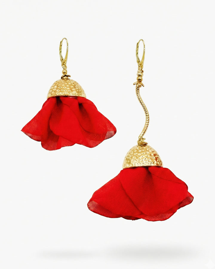 Funky Red -  Cercei Asimetrici Florali