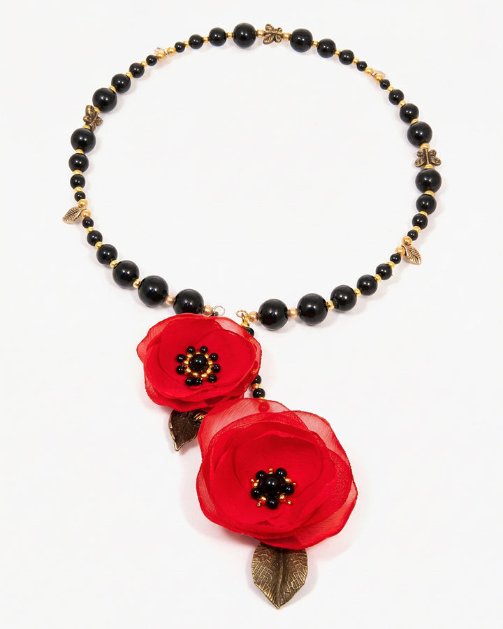 Roses Are Red - Colier Asimetric Floral, Onix