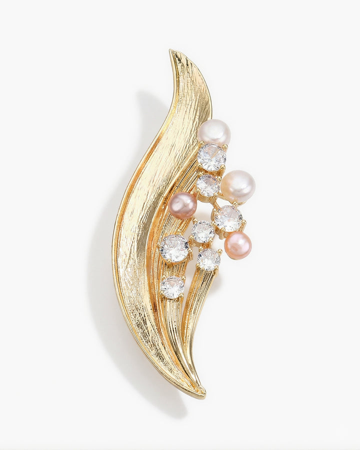 Floral Whisper - Brosa Statement, Perle Naturale, Cristale