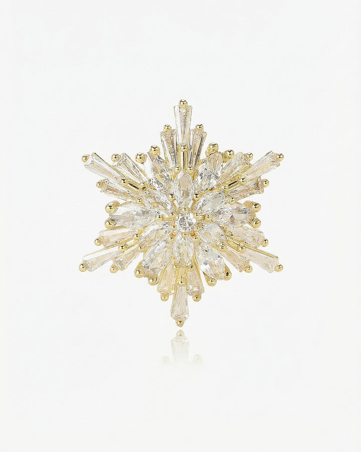 Gold Tiny Frost Star - Brosa Fulg de Nea Zirconia